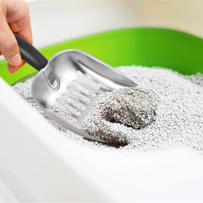 Cat Litter Scoop -Metal Cat Litter Scoop-Sturdy Mesh Scooper - Mesh Shovel-Easy to Clean - Suitable for Cat Litter Box -Black - color: Black, size: L-1