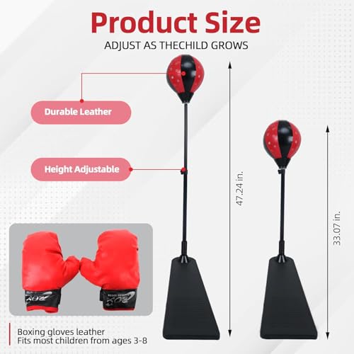 Elevon Punching Bag with Stand, Ajustable Height Punch Bag Stand with Gloves, Easy to Assemble Sports Training, 4ft x 12" – Multiple