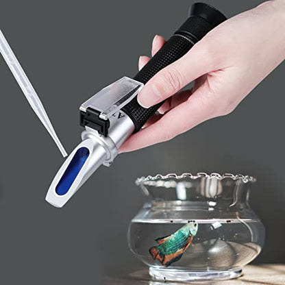 Salinity Refractometer for Seawater Aqaurium Fishkeeping Salinity Tester Meter Dual Scale-Specific Gravity Salinity Hydrometer 0-100PPT & 1.000-1.070