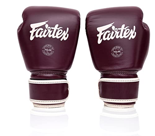 Fairtex BGV16 Compact Boxing Gloves, Leather Muay Thai MMA Kickboxing Gear - color: Maroon, size: 12 oz