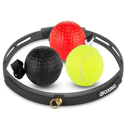 Boxing Reflex Ball for Adults and Kids - React Reflex Balls on String with Headband - Improve Hand Eye Coordination, Punching Speed, Games Enhance Parent-Child Relationships,Keep fit.
