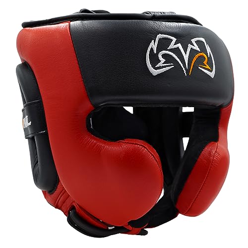 RIVAL Boxing RHG30 Mexican Headgear - Big Cheek Protectors for Optimal Nose and Eye Protection, Microfiber Inner Lining - color: Black/Red, size: X-Large