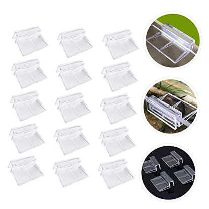 WOONEKY 15pcs Aquarium Stand Acrylic Clips Fish Tank Cover Holder Betta Aquarium Tank Brackets Easy Installation - size: 5.5X4X1.8CM