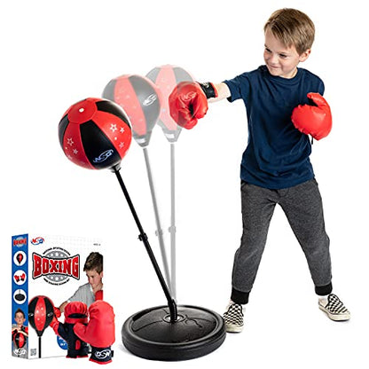 Punching Bag for Kids & Boxing Gloves Set - Adjustable Freestanding Speed Bag with Spring-Loaded Stand, Junior Boxing Gloves & Hand Pump - Portable, Easy Assembly for Boys, Teens, Toddlers Ages 4+ - size: Small