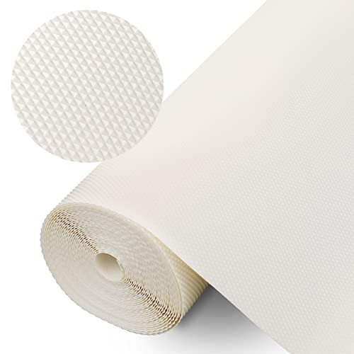 Kitchen Shelf Liner Drawer Liners, Non-Adhesive Refrigerator Liners Waterproof Fridge Mats with Strong Durable Kitchen Cabinets Mat for Drawers, Shelves, Pantry - color: Cream, size: 11.8"W x 118.1"L