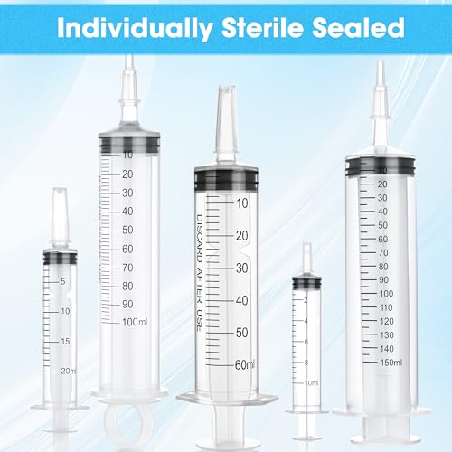 3 Pack 60mL Plastic Syringes for Liquid - Large Syringe Without Needle for Liquid, Measurement & Scientific Labs