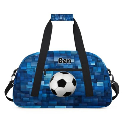 Personalized Sports Bag for Boys, Soccer Blue Geometric Pattern - color: Color 19