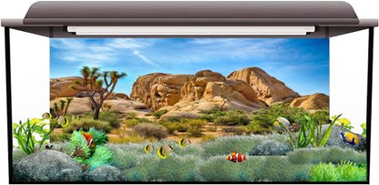 36X14 Inches Bearded Dragon Tank Background Durable Polyester Terrarium Background, Joshua Tree National Park Desert Cactus Sandstone Backdrop for Reptile Habitat Tank