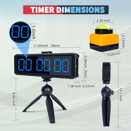 Large Stopwatch with Start/Stop Button、LED Digital Timer with Stand、360° Press Button、Stopwatch for Obstacle Course、Fitness Clock for Home Gym、Interval Timer for Exercise (1.5 Blue) - color: 1.5 Blue
