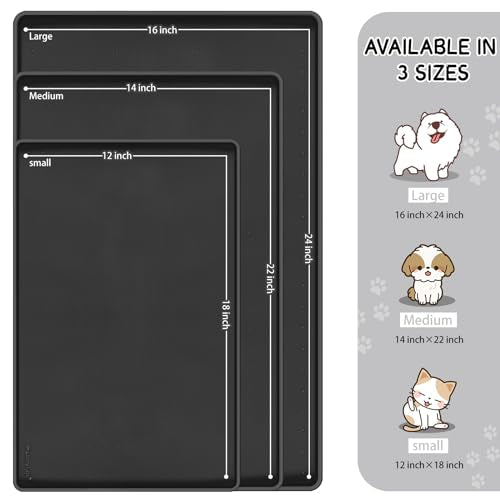 MateeyLife Silicone Cat & Dog Food Mat for Floors Waterproof, Anti-Slip Dog Bowl Mats for Food and Water, Pet Feeding Mats with Lip to Prevent Spills, Pet Placemat for Messy Drinkers to Protect Floors