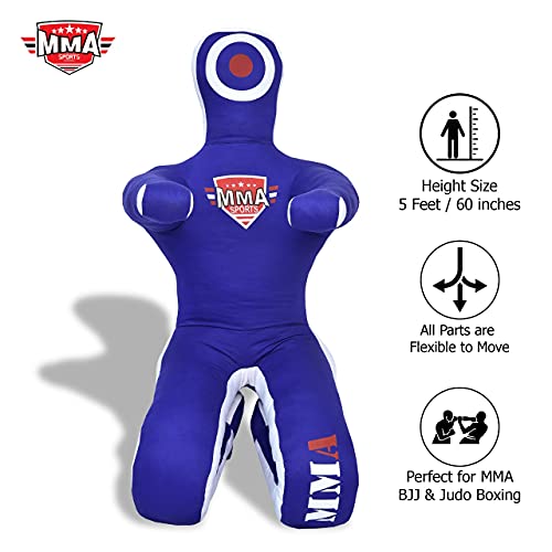 MMA Sports Brazilian JIU Jitsu Grappling Submission Throwing Dummy Punching Heavy Bag Kick Boxing Dummies UNFILLED - color: Blue-2, size: 5ft, style: Sitting