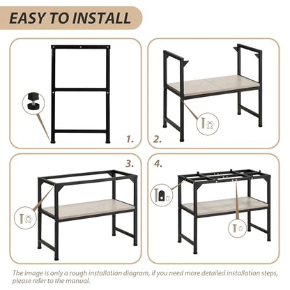 10-20 Gallon Fish Tank Stand, Metal Aquarium Stand with Adjustable Non-Slip Foot and Wooden Shelf, Reptile Tank Stand Easy to Assemble for Home Office, Firm and Steady(Tank not Included) - color: BLACK-02