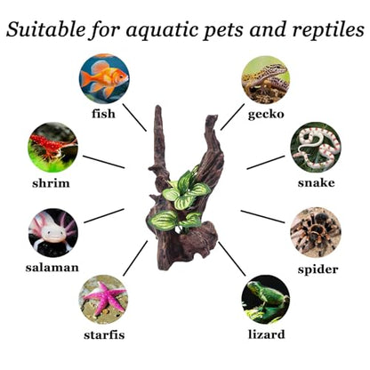 Resin Simulation Driftwood Aquarium Decor, Fish Tank Landscape Ornament Hideout for Betta Goldfish Amphibians Reptiles Rest Play Accessories