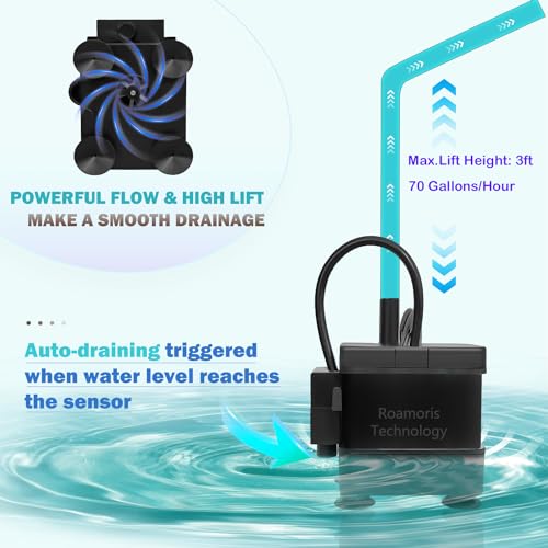 Small Pump With Level Sensor 110V Automatic Submersible Water Pump Mini HVAC Condensate Pump For Dehumidifier,Air Conditioner, Ice Maker, Furnace,Air Cooler,Auto Shut Off,PM01