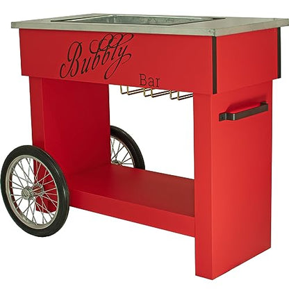 Champagne & Wine Bar Cart with Wheels Galvanized Tub Steel Glass Rack and Handle 40in X 36in X 19in (Baby Pink, Bubbly Bar)