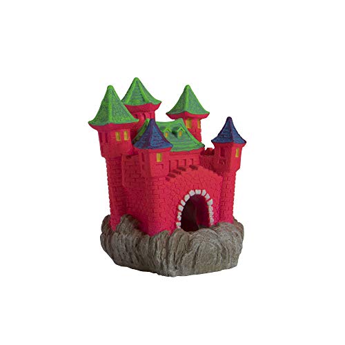 GloFish Castle Ornament, Large, Colorful Aquarium Decor, Hideaway for Fish (78016), 3 x 3.25 x 4.25 inches