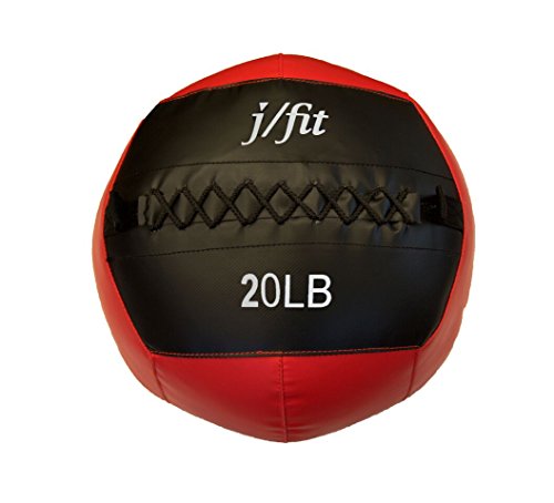 JFit Wall Ball – Premium Soft Weighted Exercise Ball for Strength, Conditioning, Gym & Home Workouts, 4-30 LB - color: Red/Black, style: 20-Pound