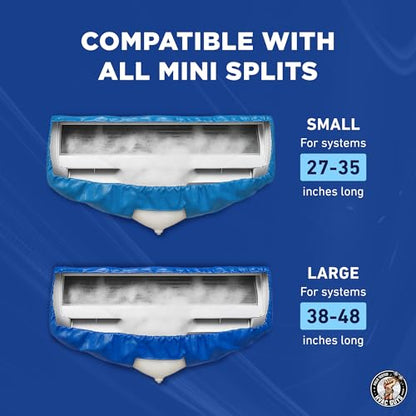 Leak Saver Mini Split Cleaning Bag | 360 Waterproof Design | Fits Systems 38in - 48in Long | Mini Split Cleaning Kit Includes Overspray Guards and Drain Hose - size: Large (For Systems 38in - 48in)