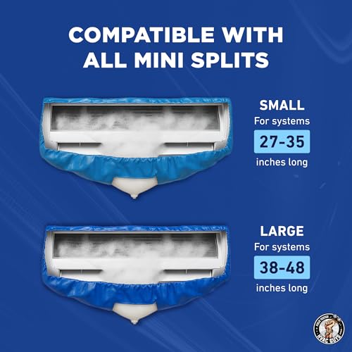 Mini Split Cleaning Bag | 360 Waterproof Design | Fits Systems 27in - 39in Long | Mini Split Cleaning Kit Includes Overspray Guards and Drain Hose - size: Small (For Systems 27in - 35in)