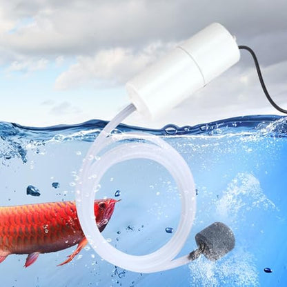 Tiny Water Pump - Noiseless Submersible Water Pump with Stable Air Release - 5V USB Small Oxygenator for Small Fish Farming Fish Tank - color: White