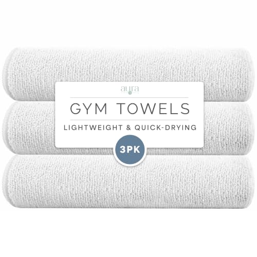 S&T INC. Microfiber Gym Towels, 3 Pack, 16" x 27", White | Absorbent and Lightweight, Quick-Dry, Compact for Gym Bag, Yoga and Travel, Machine Washable - color: White