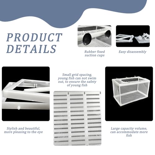 Breeder Box for Fish Tank, 6x5.7x10 Large Fish Breeding Box Net, White Mesh Aquarium Breeder Hang on Nursery with Suction Cups for Baby Hatchery Breeding