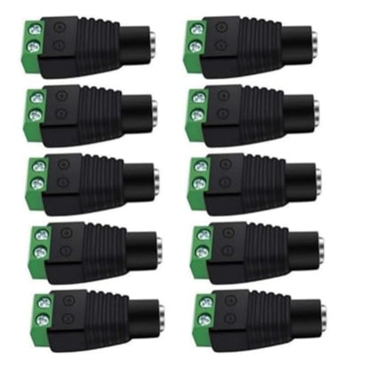 DC Power Connector 12V 5.5mm x 2.1mm, Female Power Jack Adapter 10Pcs for Led Strip CCTV Security Camera Cable Wire Ends Plug