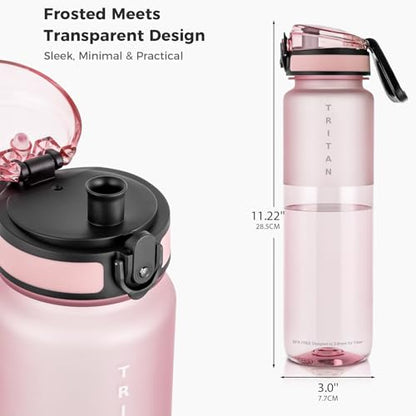32oz Clear Tritan Water Bottle with Chug Lid - color: Pink