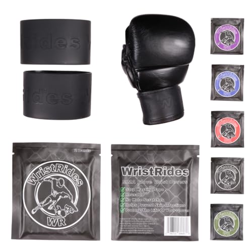 MMA Glove Wrist Strap Covers, Wristbands, Reusable Scratch Protection, Glove Life Extender - color: Black