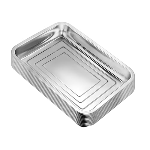 RooTrimmer Stainless Steel Plant Trays, 5 Pack Multi-Purpose Tray for Indoor Outdoor Plants, Seed Starting Tray for Potted Plants(11.6 inch×15.2 inch, 1.45" Height, 5-Pack) - size: Middle-5P