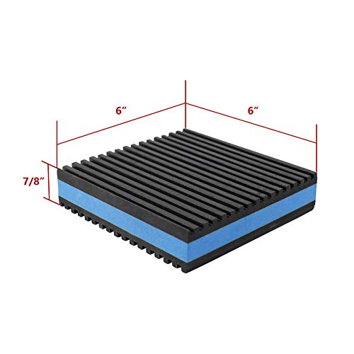Rubber Anti-Vibration Isolator Pads,Heavy Duty Blue EVA Pad for Air Conditioner,Compressors,HVAC,Treadmills etc (6'' X 6'' X 7/8'') - size: 6'' X 6'' X 7/8''