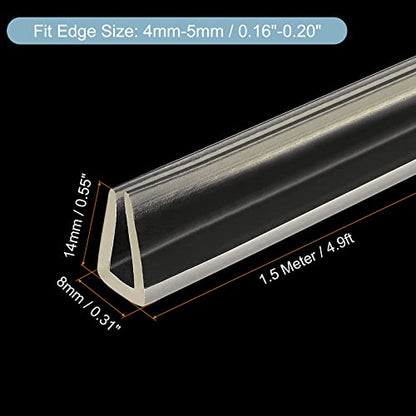 uxcell U Channel Edge Trim, 4.9ft Length Soft Rubber Guard Seal Strip Edge Protector Fit for 4-5mm Edge, (9/16" W x 5/16" H) Clear - size: 9/16"x 5/16"x 4.9ft