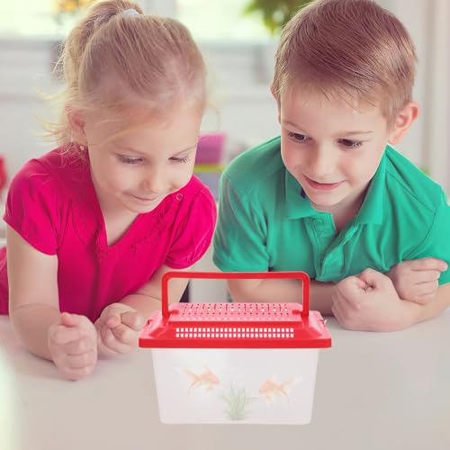 Portable Fish .08X4.33X4.33 Inch Handheld Aquarium Transparent Turtle Box Compact Plastic Pet Hamster Carrier for Travel and Home Use - size: 18x11cm