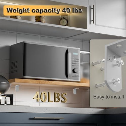 Alise 4Pcs Shelf Brackets White, Stainless Steel Floating Shelf Brackets Corner Brackets, L Brackets for Shelves, 90 Degree Angle Bracket, Heavy Duty Shelf Brackets for Wood Furniture (2.56X2.56 in)