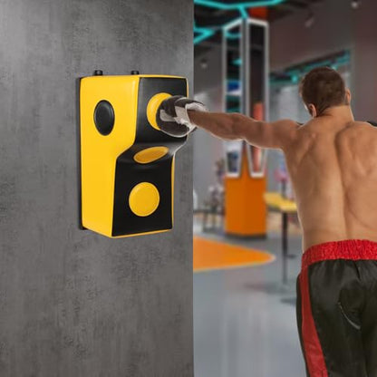 Taekwondo Kick Shield, Boxing Punching Pad Kickboxing, Leather and High Elastic Sponge Bag for TKD, Martial Arts, Karate Workout etc - color: Black & Yellow