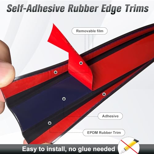 Rubber Edge Trim, Self Adhesive U Channel Edge Trim, Big Size U Shaped Trim, Edge Banding for Plywood, Woods, Shelf, Cabinet, Countertop, Size 1/2", Length 20Ft, Black - size: Size1/2"(Fit 7/16"~9/16"), L20'