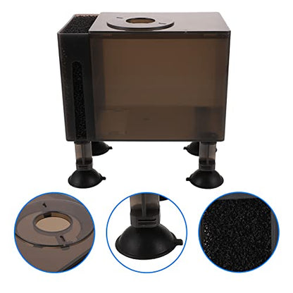 Ipetboom Wear-Resistant Household Pump Box with Filter Sponge and Hose Outlet Protective Pump Container 5.90X5.51X3.54 Inch for Aquarium Pond