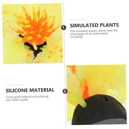 Mobestech Yellow Silicone Aquarium Water Plant Decor Realistic Artificial Aquatic Ornament for Fish Tank Landscape Lightweight Hideaway for Betta and Freshwater Fish