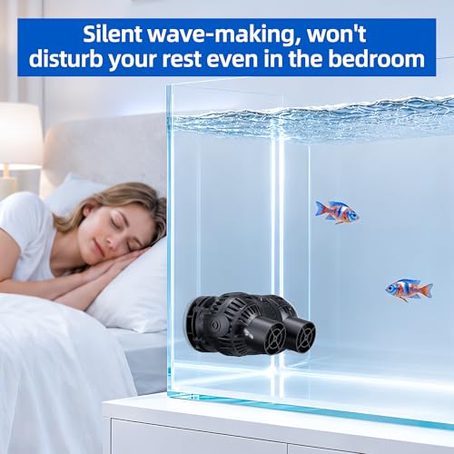 Magnetic Wave Maker for Aquarium: 1s Snap on 15mm Glass & Dry-Hand Relocation - Dual 180°Adjustable Heads Eliminate Dead Spots Improve Water Quality for 55-125 Gallon Fish Tank - size: 1600 GPH (Black)