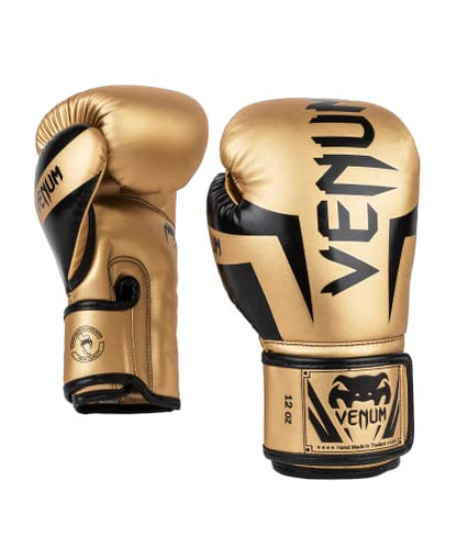 Venum Elite Boxing Gloves - color: Gold/Black, size: 12-Ounce