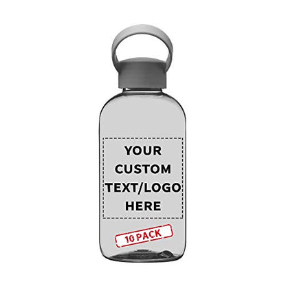 DISCOUNT PROMOS 10 Beau Water Bottles with Handle Set, 20 oz. - Customizable Text, Logo - Flexi-Grip, Plastic, Drinkware - Smoke - color: - Custom - Smoke, size: 10 bottles