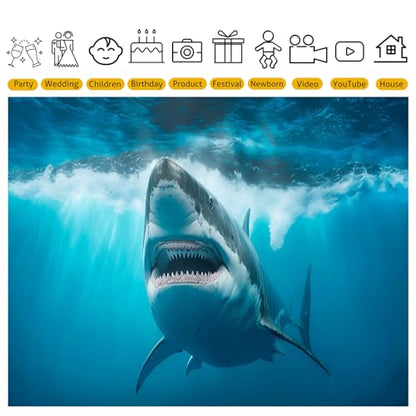 Shark Photography Backdrop 15x10ft Underwater Ocean Blue Sea Marine Life Theme Party Background for Birthday Party Decorations Photo Booth Studio Props - size: 15X10FT