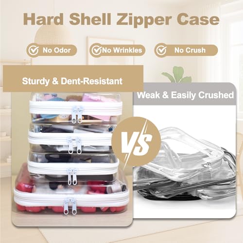 4 pcs Clear Zipper Pouches,Hard Shell Zipper Case - color: White, size: M+3S