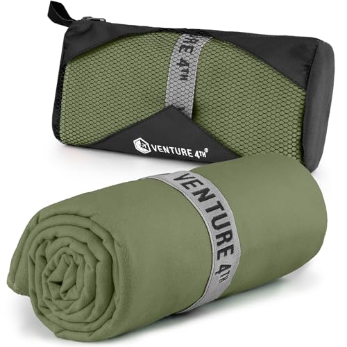 VENTURE 4TH Quick Dry Microfiber Towel for Camping & Gym -Army Green Medium - color: Army Green, size: 40.00" x 21.00"