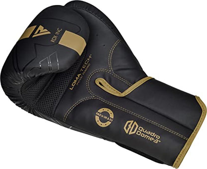 RDX Boxing Gloves, Pro Training Sparring, Maya Hide Leather, Muay Thai MMA Kickboxing, Men Women Adult, Heavy Punching Bag Focus Mitts Pads Workout, Ventilated Palm, Multi Layered, 8 10 12 14 16 18 Oz - color: GOLDEN, size: 12 OZ