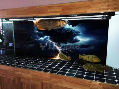VIP. LINE Lightning Cloud Aquarium Background Poster PVC Self Adhesive Vivid Underwater Scene Decoration Landscape of Fish Tanks, Reptile Habitat Tanks (30" x 18"/ 76 x 46cm) - size: 30" x 18"/ 76 x 46cm