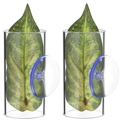 Veemoon 2 Pcs Acrylic Betta Fish Tube Tunnel with Suction Cups Transparent Betta Hideout and Resting Leaf Aquarium Decoration 3.14 X 1.57 Inch Fish Tank Accessory for Home and Office