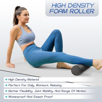 Krightlink 2-in-1 18" Foam Roller Set for Deep Muscle Massage | Foam Roller Trigger Point Release Back Roller for Fitness Relieves Muscle Pain Myofascial Pilates, Yoga (Black) - color: Black-18"(2 in 1)