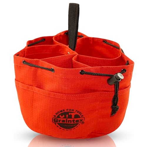 Graintex 18 Pockets Grab Bag Rip-stop Canvas Drawstring Closure, Small Part Organizer Pouch, Small Tools, Screws, Parts, Parachute Tool Bag for Efficient Storage - Red - color: Red