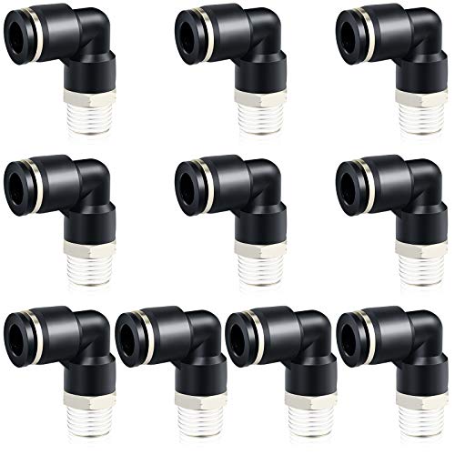 TAILONZ PNEUMATIC Male Elbow 4mm Tube OD x 1/4 Inch NPT Thread 90 Push to Connect Fittings PL4-N2 (Pack of 10) - size: 4mm OD 1/4''MNPT